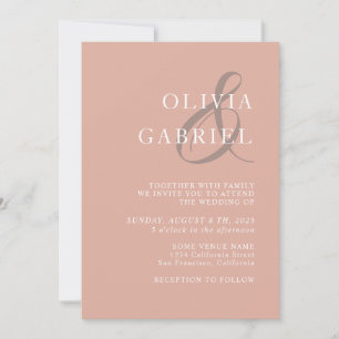 Convites Na moda minimalista. Casamento rosa moderno e empo