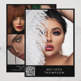 Convites Na moda Modelando a placa Comp 5 Photo QR Code Bla
