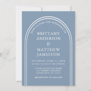 Convites Na moda Modern Arch Casamento Dusty Blue