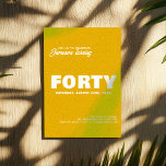 Convites Na moda moderno | Foto aniversário de 40 anos<br><div class="desc">Celebre um marco em estilo vibrante com este moderno convite à aniversário de 40 anos, com tipografia branca, sotaques elegantes, e uma espiral texturizada num amarelo impressionante. Personalize com o nome, a idade, a data da festa e os detalhes do evento da pessoa de aniversário para uma manutenção única. Perfeito...</div>