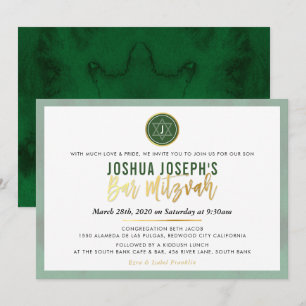 Convites NA MODA MONOGRAM BAR MITZVAH para prender ouro ver