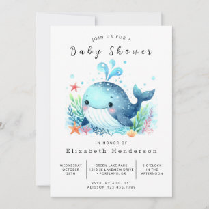 Convites Na moda Online Whale Chá de fraldas