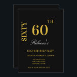 Convites Na moda preto e Dourado 60.a Festa de aniversário<br><div class="desc">Na moda preto e Dourado 60º Convite de aniversário</div>