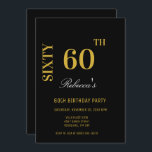 Convites Na moda preto e Dourado 60.a Festa de aniversário<br><div class="desc">Na moda preto e Dourado 60º Convite de aniversário</div>