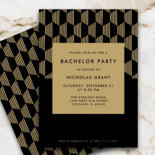 Convites Na moda preto e Dourado do Partido dos Solteiros M