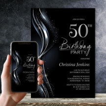 Na moda preto e prata 50ª Festa de aniversário