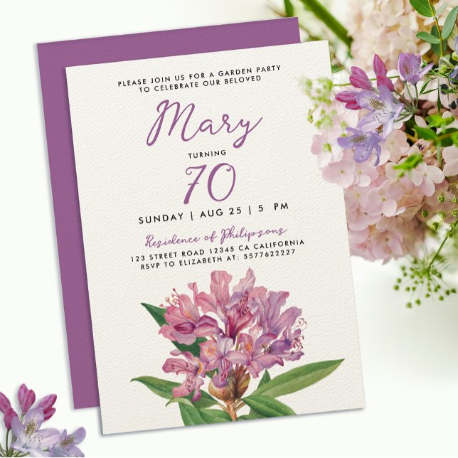 Convites Na moda Purple Rhododendron Garden 70 (Criador carregado)