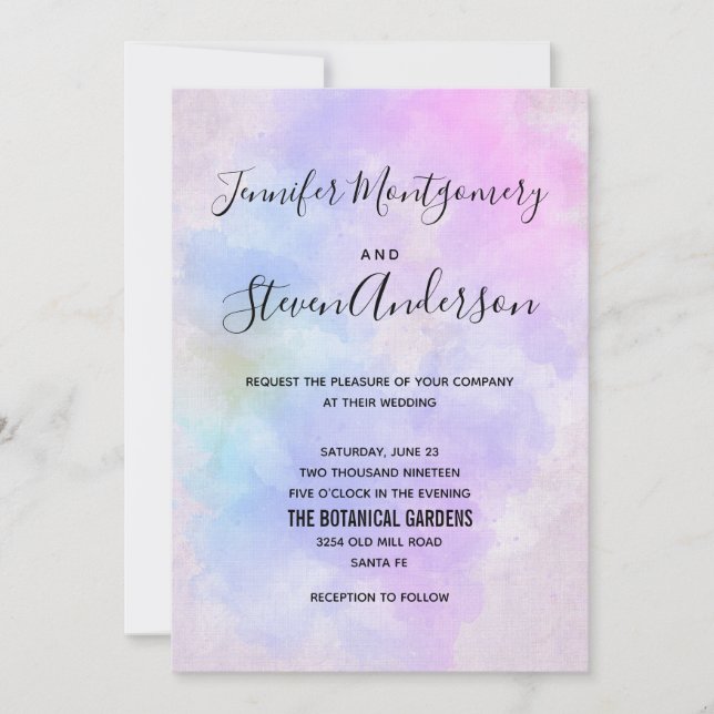 Convites Na moda púrpura Abstrato azul (Frente)