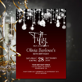 Convites Na moda Red 50th Festa de aniversário