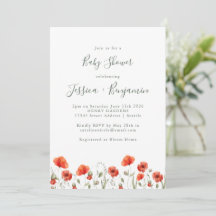 Na moda Red Poppy Garden Chá de fraldas Floral