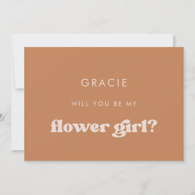 Convites Na moda retro Brown Flower Girl card (Frente)