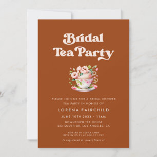 Convites Na moda retro Burnt Orange Bridal Tea