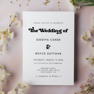 Convites Na moda retro casamento preto e branco