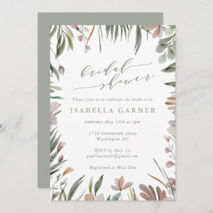 Convites Na moda Rustic Greenery Sage Chá de panela Verde