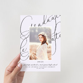 Convites Na moda Script Purple Photo Festa de formatura