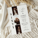 Convites Na moda SEXTY Photo Strip 60th Birthday<br><div class="desc">Descubra a magia do design eterno com o nosso 'Na moda 60º Convite de aniversário'. O convite apresenta uma colagem de fotos que captura momentos de precioso e um modelo de aniversário elegante contra um pano de fundo branco clássico. Personalize o texto com facilidade para adicionar um toque pessoal. Perfeito...</div>