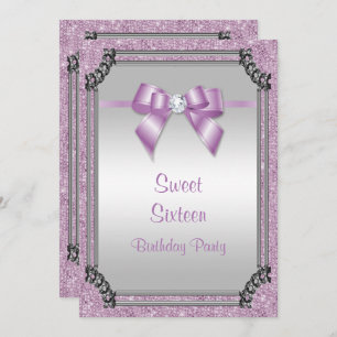 Convites Na moda Silver Frame & Lilac Posh Gem Arco Sweet 1