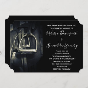 Convites Na moda Silver Stirrups em Inglês Riding Saddle