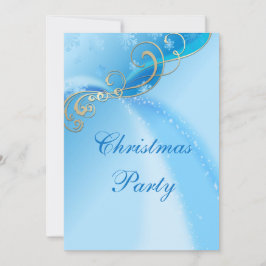 Convites Na moda Silver Swirls & Blue Snowflakles Sparkles