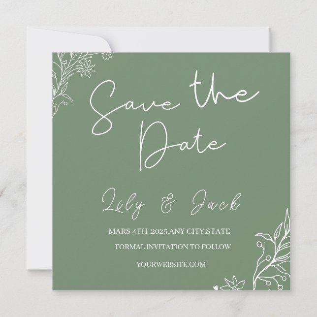 Convites Na moda simples e mínimo Elegante moderno verde (Frente)
