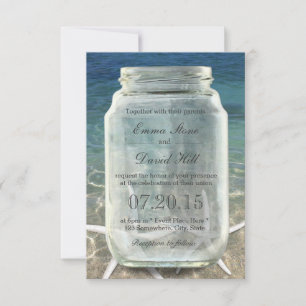 Convites Na moda Starfish & Mason Jar Blue Beach Weding