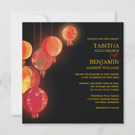 Convites Na moda Vermelho Papel Lanterna Casamento