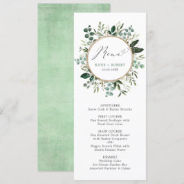 Convites Na moda Watercolor Menu Casamento Dourado Verde