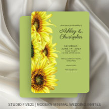 Na moda Watercolor Sunflower Light Green Casamento
