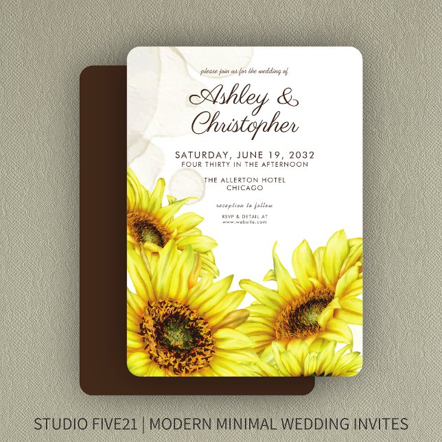 Convites Na moda Watercolor Sunflower Wedding (Criador carregado)