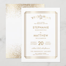 Na moda White e Dourado Casamento de Montanha