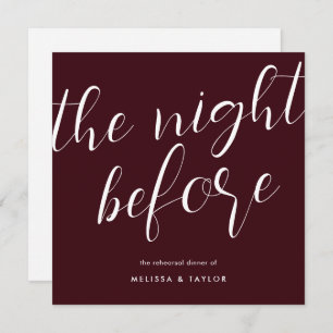 Convites Na Noite Anterior Ao Ensaio De Caligrafia Burgundi