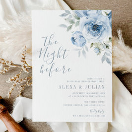 Convites na noite anterior ao janto de ensaio floral azul