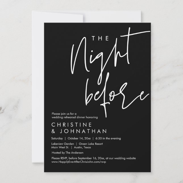 Convites Na Noite Anterior, Janta De Ensaio De Casamento (Frente)