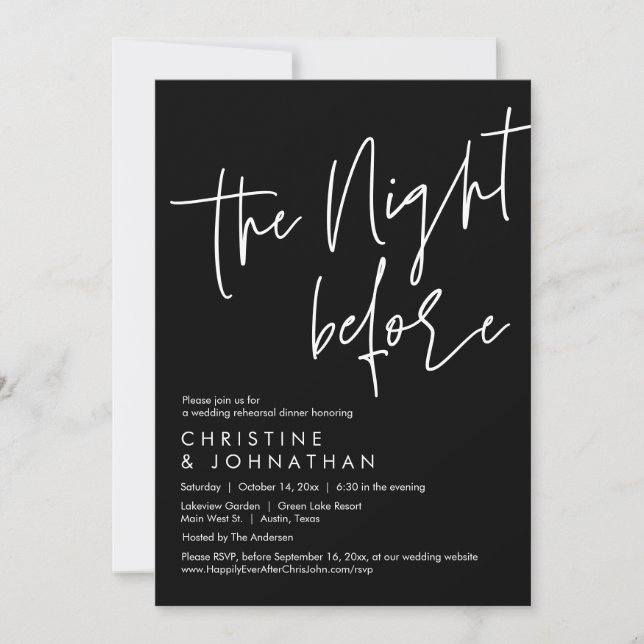 Convites Na Noite Anterior, Janta De Ensaio De Casamento (Frente)