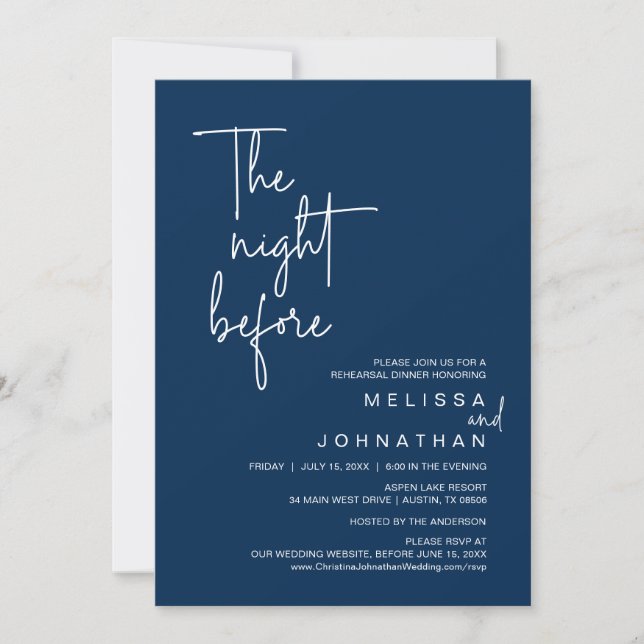 Convites Na Noite Anterior, Janta De Ensaio De Casamento (Frente)