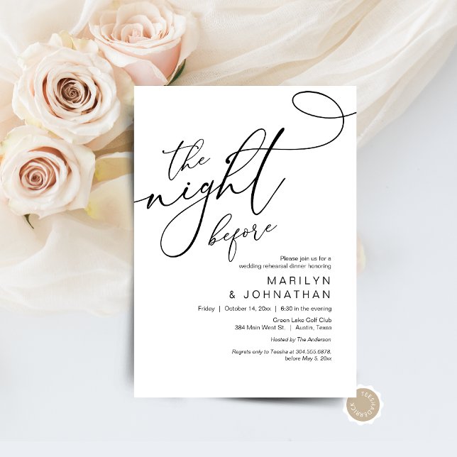 Convites Na Noite Anterior, Janta De Ensaio De Casamento (The Night Before, Wedding Rehearsal Dinner Invitation Card, Digital Download, Modern Romantic Design)