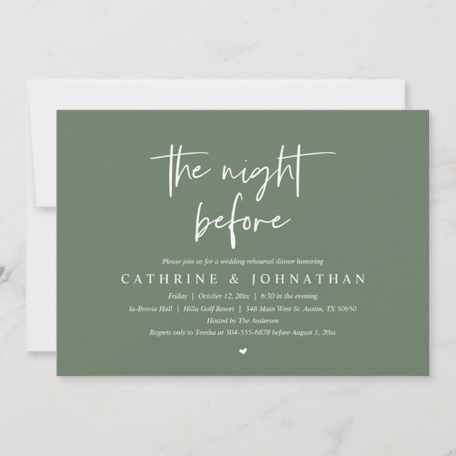 Convites Na noite anterior, Janto de ensaio de casamento (Frente)