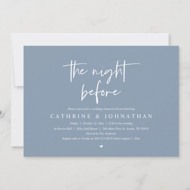 Convites Na noite anterior, Janto de ensaio de casamento (Frente)