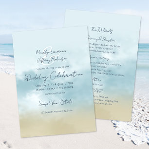 Convites Na praia do surf oceânico, tudo em um casamento