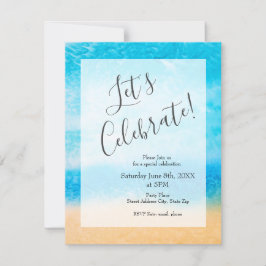 Convites "Na praia", pintura Abstrato da seda