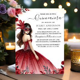Convites Na Quinceanera Do Mascarada De Máscara De Baile de
