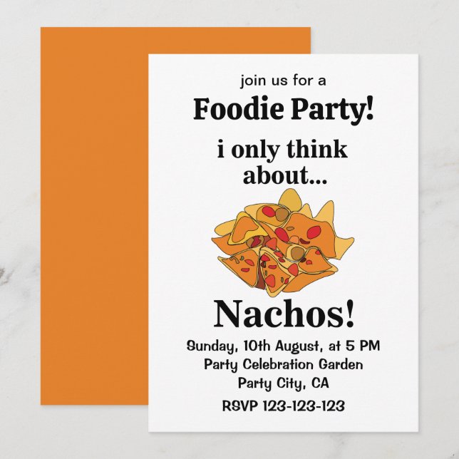 Convites Nachos Comida Em Que Eu Só Penso Em Nachos (Frente/Verso)