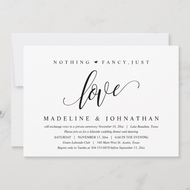 Convites Nada de Chique, Apenas Amor Festa Felizes para Sem (Frente)