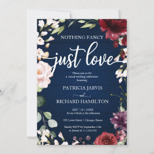 Convites Nada de Fantasia, Apenas Amor Casamento Azul Marin