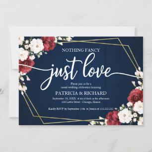 Convites Nada de Fantasia, Apenas Amor Casamento Burgundy G