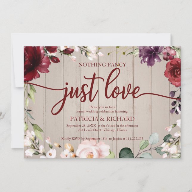 Convites Nada de Fantasia, Apenas Amor Casamento Rústico em (Frente)