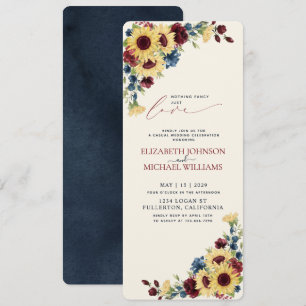Convites Nada de Fantasia Apenas Amor Girassol Azul Borgonh