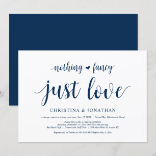 Convites Nada de Luxo, Apenas Amor, Azul Marinho, Casamento