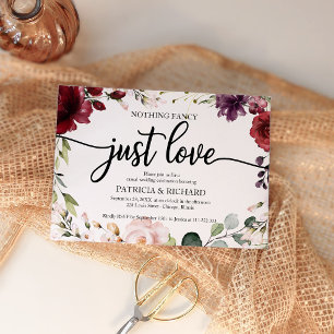 Convites Nada de Luxo, Apenas Amor Casamento Burgundy Recep