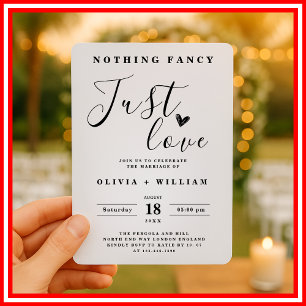 Convites Nada de Luxo, Apenas Amor Casamento Elegante Simpl